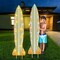 2 Pcs LED Surf Board Yard Signs with Stakes - Tropical Summer Lawn Sign Light up Hawaiian Outdoor Decor - Plastic Surfboard Sign with Stakes for Beach Pool Party Decor